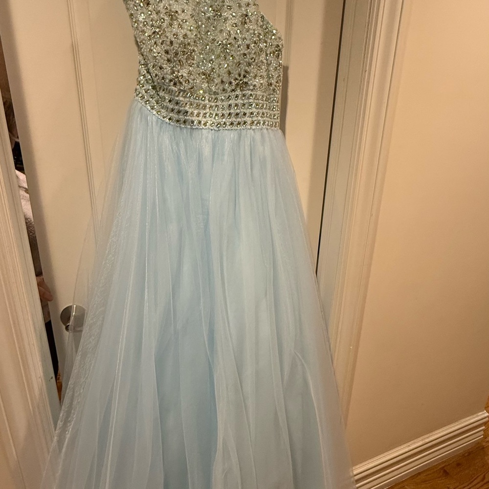 Chic Light Blue Beaded Dress